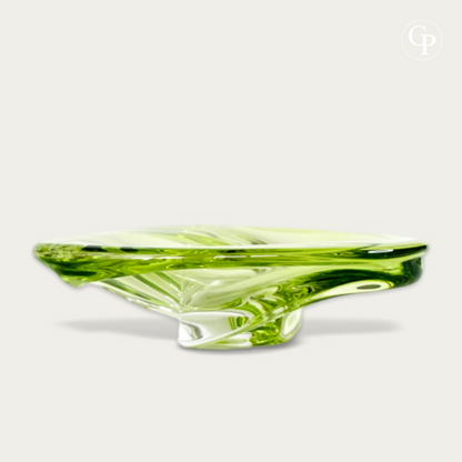 "Patelle" Centerpiece, Lime Chartreuse Crystal, Circa 1965