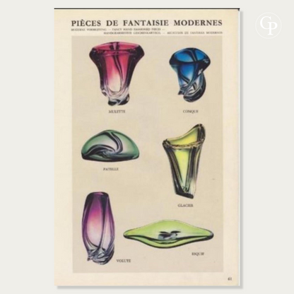 "Patelle" Centerpiece, Lime Chartreuse Crystal, Circa 1965